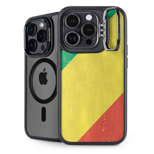 Republic of the Congo Flag Distressed iPhone 15 Pro Kickstand Case